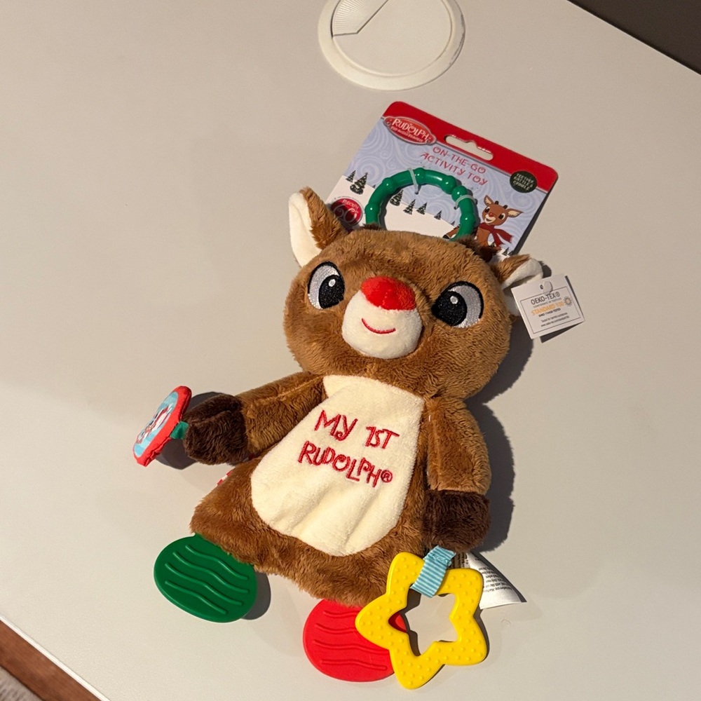 Rudolph Plush Toy with Teether Rings